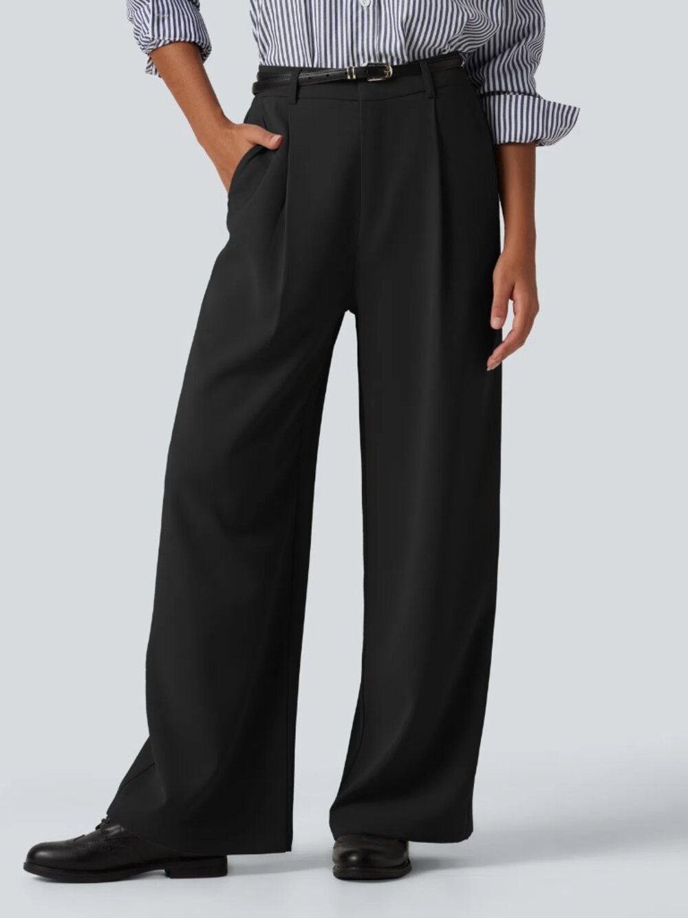 HALARA NWT High Waisted Wide Leg Baggy Work Pants with Pockets Size LP Black